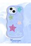 iPhone 14 Plus Compatible Case Camera Protector Blue Silicone Couple Phone Case Star Pattern - 2