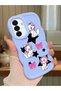 Samsung Galaxy A17 Compatible Case Camera Protector Blue Silicone Couple Phone Case Character Pattern