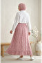 Elastic Waist Floral Patterned Skirt 0303-03 Powder - 5