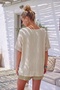 Beige Pool Collar Short Sleeve Sequined Sleeves and Hem with Mesh Detail Star Appliqué Woven Blouse 63 68 - 8