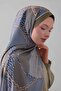 شال مووس كريب بنمط سلسلة ذهبية كاكي - 3