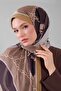 شال موس كريب بنمط سلسلة ذهبية باللون الأخضر الزيتي - 2