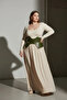 Large Size Khaki Women's Belt with Corset Look and Thick Leather - 4