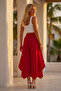 Red Pocketed, Lined, Elastic and Tie-Waist, Wide Leg, Casual Cotton Woven Trousers 98 66 - 7