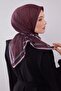 Burgundy Silk Cotton Scarf with Border Motif - 4