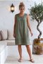 Khaki Lace Collar Sleeveless Lined Skirt Embroidered Casual Cotton Woven Dress 102 55 - 6