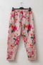 Italian Pink Pocketed Lycra Floral Printed Elastic and Tie-Waist Narrow Leg Woven Trousers 97 60 - 2
