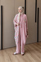 Women's Tulle Floral Embroidered Linen Bat Sleeve Suit - 2