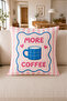 Pink Striped Ciao Bella Love Coffee Patterned 6-Piece Throw Pillow Cover and Runner Set (Double Sided) - 3