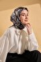 Twill Silk Scarf Royale Shawl Pattern Black 90X90 - 3