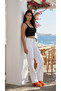 White Women's Lycra High Waist Comfortable Fit Wide Leg Loose Wide Leg Jeans - 2