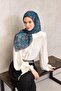 Cotton Polyester Soft Scarf Orange Flora Patterned Non-Slip Textured 90X90 - 2