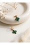 Rose Gold Steel Earrings with Green Cactus Figure, Tarnish-Resistant Dangle Hoop Earrings - 5