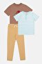 Kids Boy 3 Piece Stripe Short Sleeve T-shirts And Pants Set, Multicolor - 4