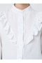 Teen Girls White Ruffled Long Sleeve Shirt - 3