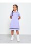 Girls Cotton Polo T-Shirt Dress With Striped Hem