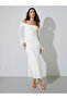 Beige Off Shoulder Mermaid Hem Maxi Dress - 2