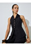 Black Racer Neck Waistcoat
