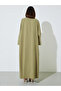 Olive Green Batwing Sleeves Open Front Abaya - 5
