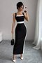 Women's Strappy Geometric Collar Ribbon Detailed Long Diver Dress