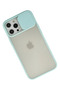 Ilkestor iPhone 12 Pro Max Case Palm Frosted Camera Sliding Silicone (125514) - Turquoise - 2