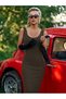 Women's Strappy Deep Round Neck Backless Midi Diver Dress - 3