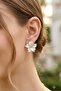 Pearlescent White Daffodil Flower Gold Women's Earrings (3 cm) - 3