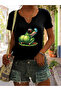 Women's Printed Half V-Neck Sleeves Regular Fit Casual T-Shirt