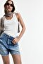 Basic denim mom şort - 5