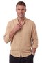 Camel 97% Cotton Muslin Fabric Breathable Summer High Collar Relaxed Fit Men's Shirt 2602620 - 4