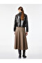 Asymmetrical Cut Plaid Midi Skirt with Belt Detail - 3