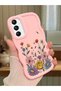 Samsung Galaxy A24 Compatible Case Camera Protector Pink Silicone Couple Phone Case Floral Pattern