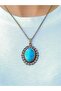 Natural Stone Turquoise Authentic Women's Necklace with Natural Stone 45 cm Chain Euk13F - 3