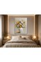 Beige Concept 3D Embossed Textured Yellow and White Flowers Design Canvas Painting |   Frameless Living Room Wall Decoration - 4
