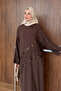 Women's Sequin Embroidered Linen Bat Sleeve Dress - 7