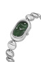 Oval Case Women's Wristwatch Silver Green Color Pl-1596B3X