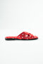 Perla Women's Polka Dot Satin Daily Slippers Red