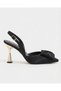 Women's 9 cm Stiletto Open Back Ribbon Gold Heel Stylish Heeled Shoes - 3