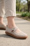 Zeno Leaf Women's Beige Velcro Strap Cloud Sole Daily Ballet Flats - 4