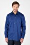 Navy Blue Hard Collar Long Sleeve Pocket Comfort Fit 100% Cotton Shirt 1004260323 - 3