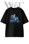 Anime Girl Motorcycle Design Printed Unisex Black Oversize T-Shirt