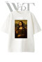 Mona Lisa Slayer Design Printed Unisex White Oversize T-Shirt