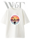 Sup Sunset Design Printed Unisex White Oversize T-Shirt