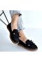 Boriy Premium Black Leather Powder Suede Tasseled Ballerinas - 6