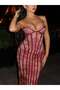 Premium Lace Embroidered Strapless Evening Dress