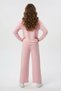 Pink Stone Detailed Scarf and Wide-Legged Trousers Girls' Set 24704 - 7