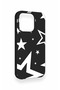 iPhone 14 Pro Compatible Black Mega Star Patterned Silicone Case - 3