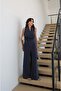 Navy Blue Halter Neck Jumpsuit with Shawl Detail - 3