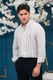 Regular Fit Buttoned Collar Striped Raw Linen Shirt