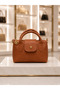 Women's Tan Mini Bag, Stylish Daily Hand and Shoulder Bag with Crossbody Strap - 5